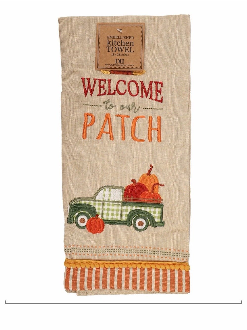 🍁NWT Design Imports Welcome to Our Patch Embellished Kitchen Towel 🎃🛻